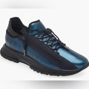 Givenchy Spectre Zip Runner Sneakers/metallic blue & silver colorway US 10